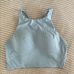 Women's Light Blue Lululemon high neck Sports Bra with cross cross back
